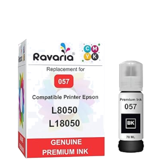 Ravaria 057 Refill Ink for Epson L8050, L18050 Printer - Compatible Ink Bottle for 057 Ink Code